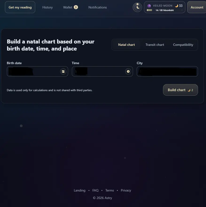 Based on your data. Date, time, and place of birth.